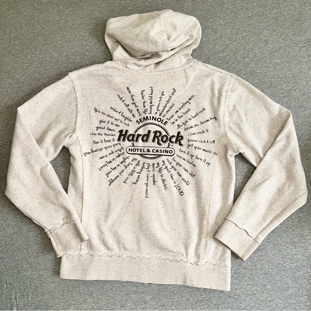 Hard Rock Hotel Hollywood FL Zip Hoodie Oatmeal Heather Sunburst Graphic Large